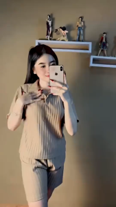 Set Pakaian Wanita - CASSIA ONE SET CROP PANTS KNIT HORNET PREMIUM - Setelan Wanita One Set Casual korean style terbaru kekinian