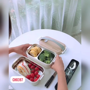 CH0397 กล่องข้าว 2 ชั้น สามารถอุ่นอาหารได้ 💖โปรดอ่านรายละเอียดสินค้าก่อนสั่งซื้อคะ💖