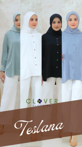 Clover Clothing Tunik Teslana - Tunik Kekinian Polos Bahan Tensilk Premium