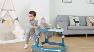 Beige รถหัดเดิน รถหัดเดินเด็ก baby walker Foldable 6-12 เดือน รถเด็กหัด มีหลังคา มีด้ามเข็น สามารถรับน้ำหนักได้ 50kg ป้องกันขาโก่ง