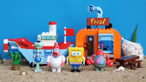 Kartun Spongebob Squarepants Brick Krusty Krab Bikini Bottom Playset Building Block Model
