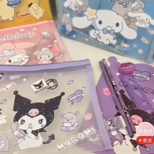 5PSC/SET Sanrio Kuromi Melody Cinnamoroll Stationery Set Gift away Pencil Ruler Eraser Stationery Set