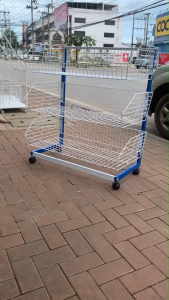 ชั้นวางของ 3 ชั้น รุ่นจัมโบ้ ขนาด 90x44x102 ซม. พร้อมล้อเลื่อน แข็งแรง ไม่แตกร่อน สำหรับร้านค้า