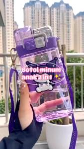 Botol Minum Anak Sekolah 580 ML 2 In 1 Karakter Sanrio Cinnamoroll Kuromi Melody Anti Tumpah
