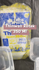 [1 PAK ISI 25 PCS] Thinwall KOTAK 350ml + tutup / wadah plastik square dessert kontainer 350 ml