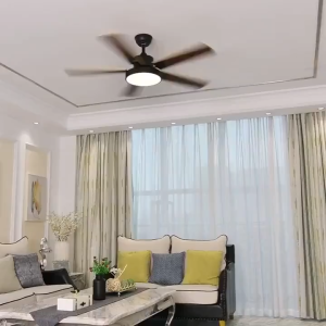 Five Leaf 42 Inch Ceiling Wooden Fan With Light/Remotes 3 Color Dimming/6-Speed Mute/Living Room Ceiling Fan with Lights