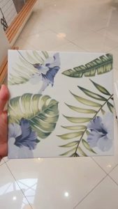 DURAGRES กระเบื้องปูพื้น ส่งฟรี 8x8 นิ้ว โมริกรีน สีเขียว ผิวด้าน ลายใบไม้ by UMIPRO