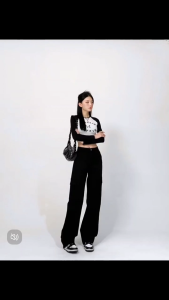 Black Jeans American wide-leg overalls womens high waist summer new straight loose casual pants