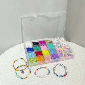 ร้อยกำไลลูกปัดแหวนสร้อยเอง, ลูกปัด, ลูกปัดเม็ดทราย ชุดเม็ดข้าวชนิดกล่อง 3-4 มม, อุปกรณ์พร้อมทำครบชุด