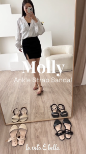 [NEW] La Vita E Bella Molly Sandal Flat Teplek Wanita Model Ankle Strap Bahan Vegan Leather [LP524]