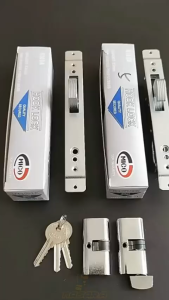 Nasara Narrow Profile Aluminum Frame Swing Door Lock With Single / Double Cylinder For Iron Door Grill Gate Kunci Pintu