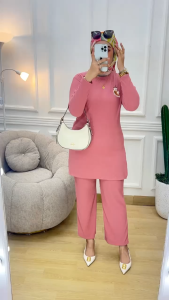 YOURAS SETELAN TUNIK MUSLIM WANITA KAOS KNIT RAJUT IMPORT TERBARU TERLARIS COD