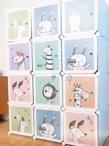 Childrens wardrobe Babys DIY Clothes Storage Cabinet Plastic Kids Storage Organizer Almari baju Clothing Cabinet 衣櫃