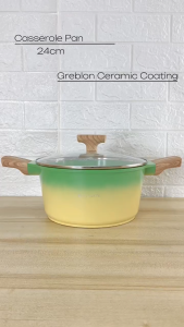 Panci Casserole 24 cm Ecohome Cookware Greblon Ceramic Anti Lengket