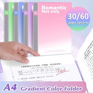 60 Pockets Book File Organizer Gradient A4 Letter Size Portable Document Organizer Divider Paper Storage Expanding File Folder Clear Folder Office School Supplies Stationery