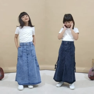 usia 5-17 tahun rok jeans anak perempuan saku cargo