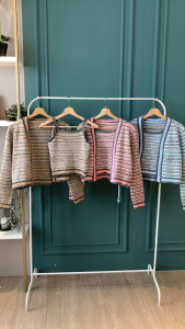 SET7323 Jill Pattern Knit Tanktop Outer Set