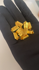 สร้อยคอเงินชุบทอง จี้ทองคำแท่ง(GoldBar)ทองคำ 99.99% น้ำหนัก 0.15 - 0.20 กรัม ซื้อยกเซตคุ้มกว่าเยอะ แบบราคาเหมาๆเลยจ้า