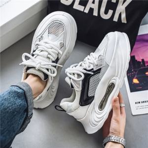 Mens Shoes 2024 New Summer Breathable Mesh Sports Casual Shoes Thick Sole Increased Air Cushion Students Running Trendy Shoes for Men