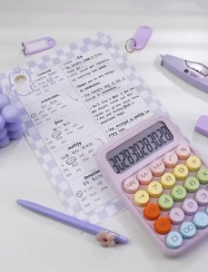 Kawaii Calculator Cartoon Candy Colour Silent Mechanical Keyboard Desktop Financial and Accounting Learning Calculator