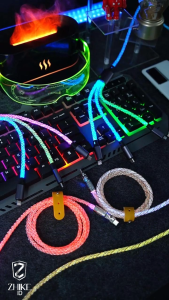 ZHIKE Kabel Data Bercahaya Rotasi 180°  Fast Charging for Tipe c Micro USB Lightning Gradasi Warna Cable Panjang Metal 1M 240W Adaptor Pengisian Cepat Kabel Pengisi Daya Untuk Android Apel iP OPPO REALME VIVO HUAWEI XIAOMI