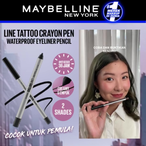 Maybelline Line Tattoo Crayon Pen Linerl- Makeup Eyeliner Waterproof Tahan Air Long Lasting Black