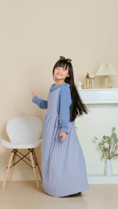 JESNA Fashion Muslim Anak: Setelan Overall Anak Perempuan Bahan Knit Salur Bonus Inner