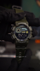 Jam Tangan Pria Casio WS-1500H-3B Green Dial Green Resin Band