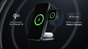 AUKEY LC-MC312 MagFusion 3-in-1 Qi2 Fast Wireless Charger Station with MagSafe Support for Apple Devices
