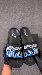 NAHA - Sandal Slop Pria Distro Wanita Karet Api Hitam Size 34 - 43