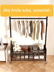 Restu Bunda Stand Hanger Besi Rak Penyimpanan Multifungsi Baju Tas Sepatu Jemuran Baju Minimalis Dgyj5