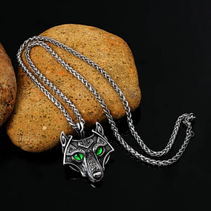 Kalung Kepala Serigala / Kalung Liontin Kepala Rubah Viking Antik untuk Pria / Kalung Kepala Serigala Simpul Celtic / Wolf Fox Head Pendant Fox Necklace / Kalung Rantai Pria Punk Hip Hop Retro Vintage Biker