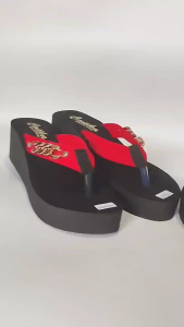 Fadil Sandal Wedges 6 Cm Jepit Balok Variasi Rantai Kekinian