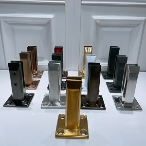 ที่หนีบกระจก ขาจับกระจก ชั้นยืนบันไดระเบียงแก้ว ราวกันตกกระจก สแตนเลส 304 ทรงเหลี่ยม