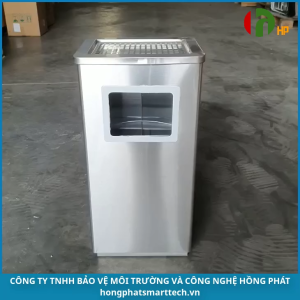 Thùng rác Hồng Phát VHP-JZG-A-084 có khay gạt tàn thiết kế hình vuông sang trọng