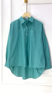 NANDO ATASAN KEMEJA MERYANA (L-XXL) KATUN POPLIN PREMIUM OLIVE PUTIH YELLOW DENIM BLUE BELAKANG SILANG LENGAN PANJANG FASHION MUSLIMAH KEKINIAN