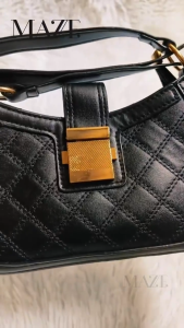 MAZE Versatile Quilted Sling Bag Handbag Mini Baguette Party Dinner Purse Clutch Underarm Bag