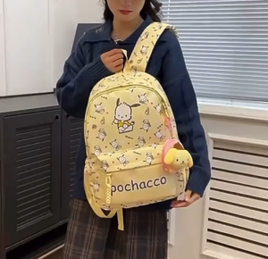 EV T042 Backpack Sanrio Free Gantungan Dompet Koin Tas Ransel Kuromi My Melody Pochacco Sekolah