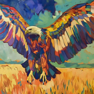 Tranh phong thủy phong cảnh đại bàng tung cánh phong cách cách điệu hiện đại tranh treo tường dán tườngCGI-865