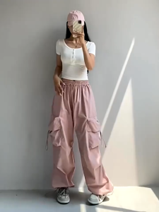 G8 Women High Waist Pocket Sports Casual Cargo Pants