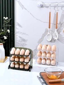 Rak Telur 3 Tingkat & Rak Penyimpanan Telur 24 Lubang