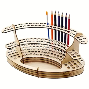 Tempat Pensil Stand DIY Tempat Brush Wooden Rak Kuas 140 Holes Rak Pulpen Display Alat Tulis
