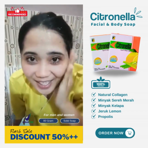 Sabun Pembersih Wajah Citronella (80 Gram) Whitening Mencerahkan Bikin Glowing Penghilang Pembersih Muka Flek Hitam Kusam Kasar Berjerawat Komedo Bruntusan
