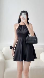 Đầm Ngắn Xòe Cổ Yếm FILILO Vải Lụa Eve Dress Váy Thiết Kế Chuẩn Form