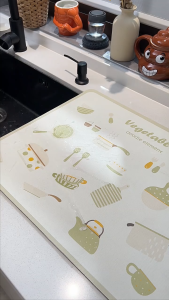 MLADEN 30*40cm Sink Absorbent Mat Kitchen Mat Anti Slip Mat Table Mat Diatomite Mat Drain Mat Drying Mat Coaster Pelapik Meja