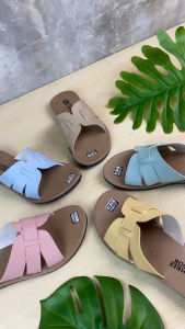 THREELOOK Official - Sandal Kulit Wanita Sandal Kekinian Sendal Sandal Slop Wanita Anti Slip Anti Licin Sendal Flat - GISEL