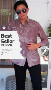 Galeri Batik Ardev - Nagendra Kemeja Batik Pria Slim Fit Lengan Panjang Atasan Batik Warna Mauve