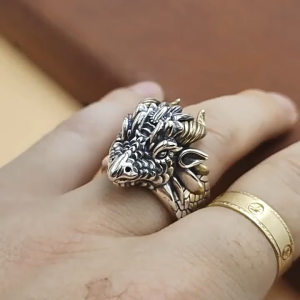 Cincin Retro Naga Zodiak Untuk Pria Model Terbuka