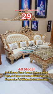 Sofa Jati Model Terbaru 2024 Minimalis 1 Set Kursi Sofa Ruang Tamu Mewah Elegan Ukir Jepera Modern