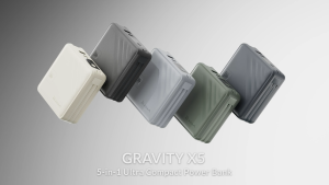 ADAM elements GRAVITY X5 5-in-1 Ultra Compact Power Bank 15000mAh with built-in two cable (C+C) / (C+L) | Flight Safe | Travel Adaptor | Build-in Cable | Magsafe | Wireless Charging | Flight Friendly | Travel Plugs included